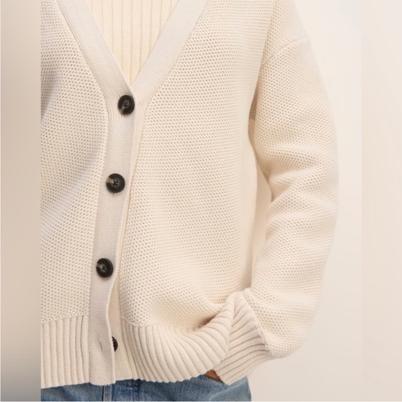 NWOT Everlane The Cotton Honeycomb Cardigan Cream XS - Picture 4 of 15